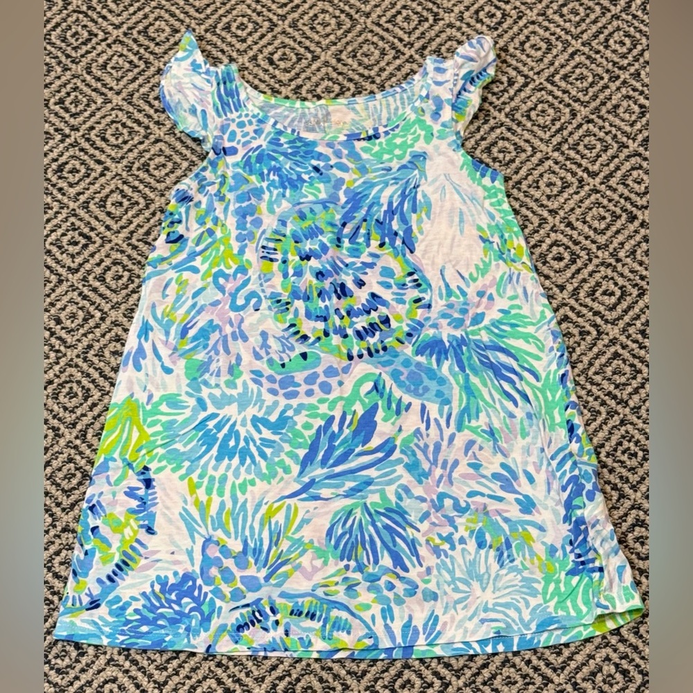 🎉 VGUC 🎉 Lilly Pulitzer Sz SM (4-5) Aqua, Blue & Green Light-weight Dress